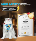 Halypet Cat Harness and Leash Set[MAX Safety 4th-Gen] Cute Escape Proof Vest Harness for Girl&Boy Cat Walking, Comfortable Adjustable Leash and Reflective Strips for Outdoor Kitten, XS Azure Floral
