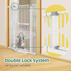 60" Extra Tall Pet Gate, 30-40" Wide, Auto Close, White Metal for Stairs & Doorways, Cat Toy Included