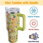 Boxer Dog Gifts for Women Dog Lovers 40 oz Floral Boxer Lover Tumblers with Handle and Straw, Stainless Steel Vacuum Insulated Travel Coffee Mug Cup Water Bottle