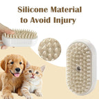 Rechargeable Pet Steam Brush for Cats & Dogs, Self-Cleaning Hair Brush for Shedding, Rotating Handle Cat & Dog Grooming Tool for Long & Short Hair- White