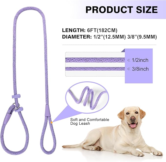 Lynxking Dog Leash Slip Lead Reflective Breathable Rope Comfortable Strong No Pull Slip On Pet Training Lead for Dogs