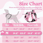 rabbitgoo Dog Harness Medium Sized, No Pull Pet Harness with 3 Buckles, Adjustable Soft Padded Vest with Control Handle, Walking Reflective Pet Vest for Medium Dogs, Floral Pink, M