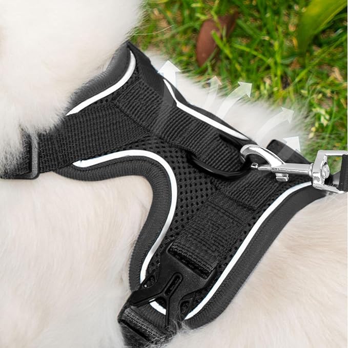 Cat Harness and Leash, Cat Harness Escape Proof with Reflective Strap - Adjustable Cat Leash Breathable Comfortable Vest for Walking Travel Outdoor, Black, S