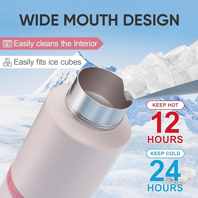 Insulated Dog Water Bottle with Travel Bowl, Dog Lover Gift, Portable Water Bottle Dispenser, Accessories for Car, Hiking, Camping, Outdoor, Leak-Proof, Detachable (DogMom-PalePink)