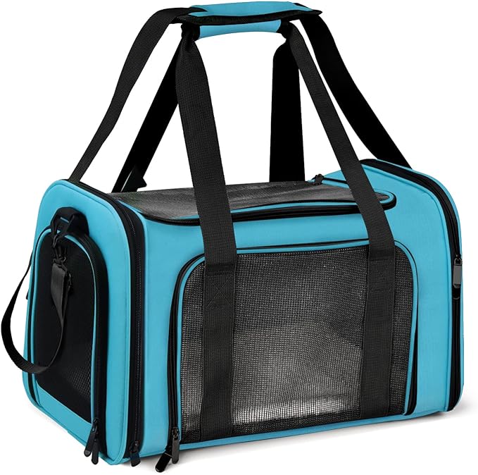 Large Cat Carriers Dog Carrier Pet Carrier for Large Cats Dogs Puppies up to 25Lbs, Big Dog Carrier Soft Sided, Collapsible Travel Puppy Carrier - Large - Blue