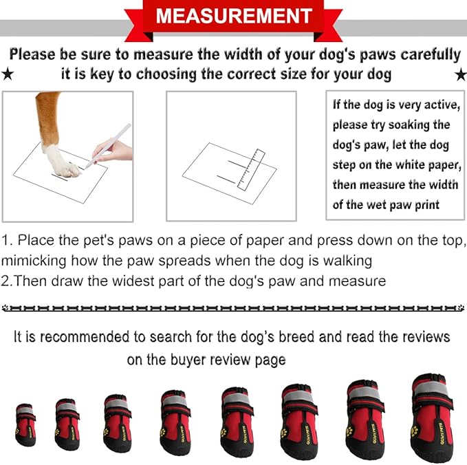 QUMY Dog Shoes for Large Dogs, Medium Dog Boots & Paw Protectors for Winter Snowy Day, Summer Hot Pavement, Waterproof in Rainy Weather, Outdoor Walking, Indoor Hardfloors Anti Slip Sole Red Size 2