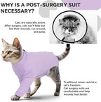Cat Recovery Suit Male & Female Neuter, Cute Kitten Onesie for Cats After Surgery, Soft Fabric Cat Spay Clothes for Kittens, Kitten Surgical Pajamas for Girls, Cone Alternative Body Suit(Purple, S)