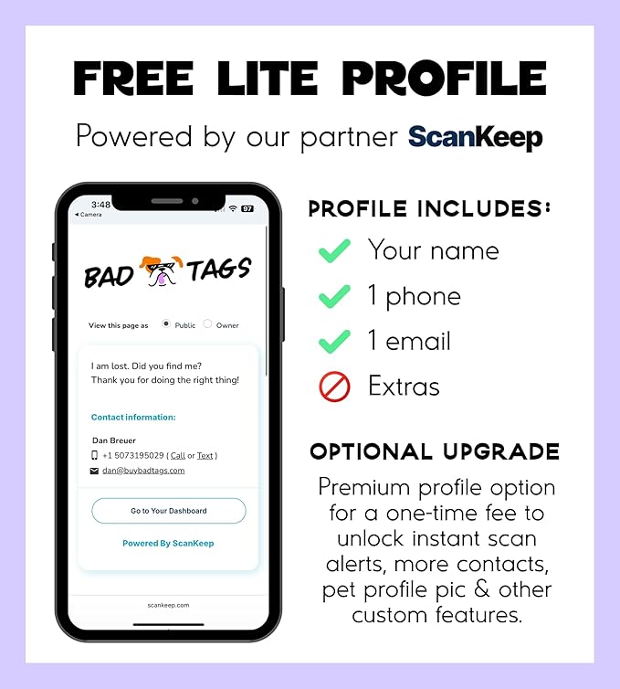 Personalized QR Code Dog Tags - Choose from 25+ Tag Designs - QR Code Links to Your Profile - Unique, Cute, Funny, Sassy Pet ID Tag (Free Beer Upon Return with Mug, Large (1.25 inch))