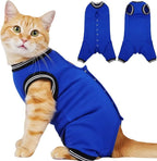 T'CHAQUE Cat Clothes Surgery Recovery Suit for Female Male, Cat Onesie Pet Surgical Pajamas Hind Legs Long Sleeve, Abdominal Wound Skin Diseases, E-Collar Alternative, Spay Recovery Suit, RoyalBlue-XL