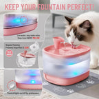 Veken Cat Water Fountain with Detachable Tank, Easy to Clean & Assemble, 84oz/2.5L Automatic Pet Drinking Dispenser with Quiet Operation & LED Light for Cats, Dogs and Small Pets, Red
