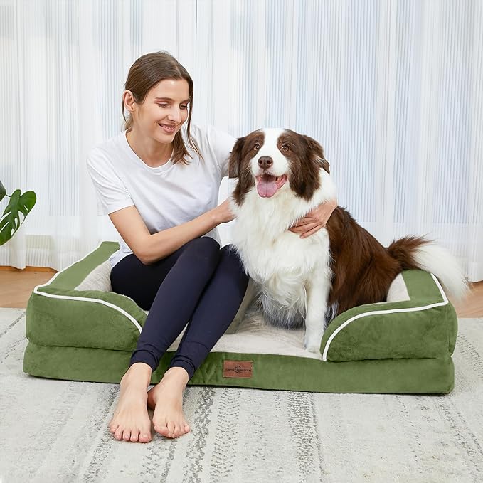 Comfort Expression Small Dog Beds Waterproof Orthopedic Foam Dog Sofa Beds for Small Dogs Comfy Pet Bed with Washable Removable Cover & Non-Slip Bottom(X-Small,Light Green)