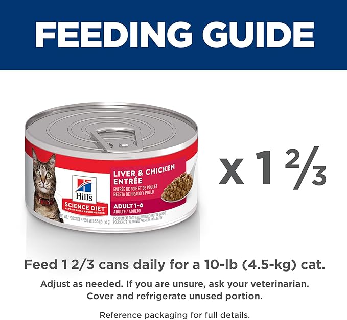 Hill's Science Diet Adult 1-6, Adult 1-6 Premium Nutrition, Wet Cat Food, Liver & Chicken Minced, 5.5 oz Can, Case of 24