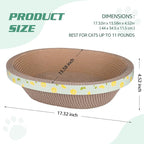 Oval Cardboard Cat Scratcher Bed Lounger Couch for Indoor Cats, Corrugated Cat Scratching Pad Box Durable, Cat Scratch Lounge Furniture Protection (17.32 Inch)