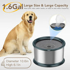 1.6 Gallon Dog Water Bowl, 6.5L/220oz Stainless Steel No Spill Water Bowls for Large Dogs, Super Large Capacity Splash Proof Pet Slow Drinking Water Bowl with Anti-Slip Mat for Mess Drinkers