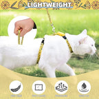 PUPTECK Adjustable Cat Harness and Leash Set Escape Proof Kitten Strap Collar for Walking Travel, Floral Pattern