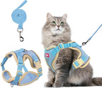wanheart Cat Harness and Leash Set Escape-Proof Adjustable cat Leash and Harness Combo Suitable for All cat Breeds (Blue, L)