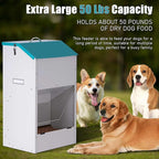 Automatic Gravity Dog Feeder Large Breed 50 lb, Galvanized Metal Self Feeding Dog Food Dispenser Extra Large Automatic Pet Feeder, for Indoor or Outdoor Use