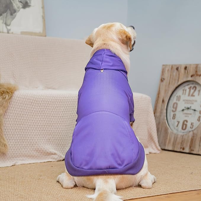 KOOLTAIL Basic Dog Hoodie - Soft & Warm Dog Hoodie Sweater with Leash Hole and Pocket, Dog Winter Coat, Cold Weather Clothes Sweatshirt for Small Medium Large Dogs Puppy Cat Boys Girls Purple XL