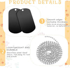 Yinkin 200 Pcs Personalized Military Dog Tags Set Including 100 Pcs Aluminum Blank Dog Tags for Engraving 100 Ball Steel Chain Rectangle Metal Blank Stamping Label for DIY Craft(Black)