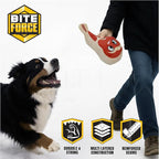Bite Force - Durable & Strong Dog Toy Ribby with Squeaker, Kevlar-Reinforced Seams for Aggressive chewers- Red.