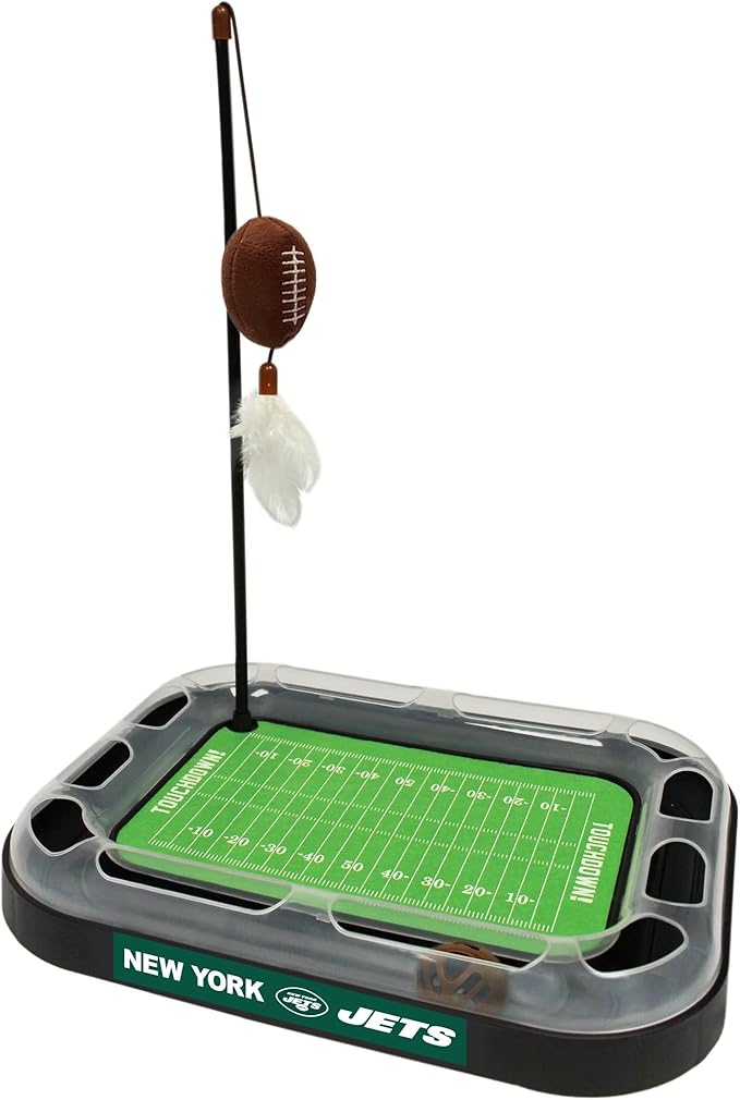 Pets First Cat Scratching Pets First New York Jets Football Field CAT Scratcher Toy with Catnip, Cat Chasing 5-in-1 Kitty Toy, multicolor