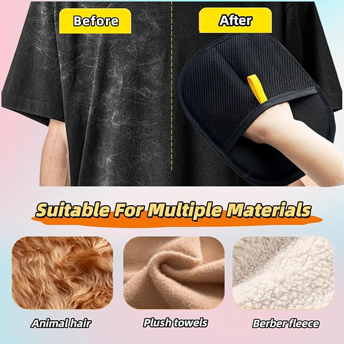 Electrostatic Pet Hair Removal Gloves,Reusable Cat Dog Grooming Gloves,Pet Hair Remover Gloves for Dog Cat Hair Removal from Furniture, Carpet, Clothes & Bedding(2 pcs)