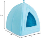 Cat House - Indoor Bed with Removable Foam Cushion - Pet Tent for Puppies, Rabbits, Guinea Pigs, Hedgehogs, and Other Small Animals by PETMAKER (Blue)