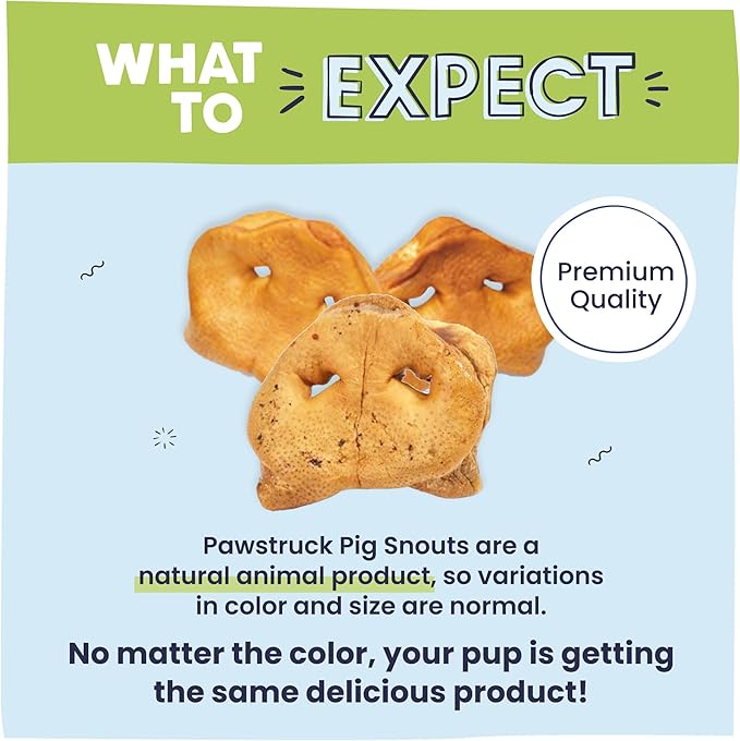 Pawstruck Natural Slow Roasted Pig Snouts for Dogs – Premium Single Ingredient Low Fat Pork Chew Treat for All Breeds – No Artificial Preservatives – 10 Count