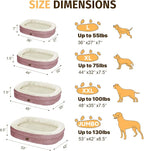 Orthopedic Waterproof Large Dog Bed: Memory FoamWashable Dog Bed with Bolsters - Removable Orthopedic Cover for Medium L XL Large Sized Pet - Non-Slip Bottom - Pink