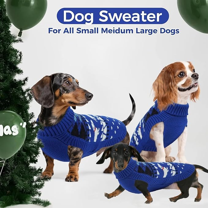 Ultra-Soft & Warm Christmas Dachshund Sweater, Fall Knitted Mini Dachshunds Sweaters with Pullover Turtleneck, Winter Weiner Clothes for Small Dog, Puppy Halloween Outfit for Girl Boy Dogs(Blue, XS)