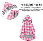 Dog rain Coat Waterproof Raincoat Puppy Jacket with Legs Buttons Zipper Hood Drawstring Fit for Yorkie Terrier Schnauzer Poodle Border Collie Labrador Golden Retriever 8lbs to 80lbs Pink L