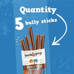 Jack&Pup 6-inch Bully Sticks for Aggressive Chewers (5 Pack) Dog Chews Long Lasting, Bully Sticks for Medium Dogs