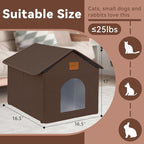 Outdoor Cat House for Shelter Feral Cat, Outside Waterproof Cat House for Outdoor/Indoor Cats, Insulated Cat Bed for All Seasons with Cozy Cushion (Brown, Large Zip Style)