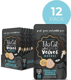 Tiki Cat After Dark, Velvet Mousse, Chicken & Quail Egg Recipe in Chicken Broth, Grain & Potato Free Formula, with High Protein & Nutrient Dense Blended Organ Meat, 2.8 oz. Pouch (Pack of 12)