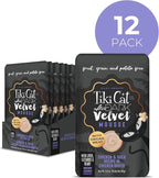 Tiki Cat After Dark, Velvet Mousse, Chicken & Duck Recipe in Chicken Broth, Grain & Potato Free Formula, with High Protein & Nutrient Dense Blended Irresistible Organ Meat, 2.8 oz. Pouch (12 Count)