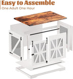 VOPEAK 43.3" XL Dog Crate Furniture, Chew Resistant Dog Crate for Medium Large Dogs, Heavy Duty Extra Large Dog Crate Dog Kennel Indoor with Double Doors, Wooden End Table for Living Room, White