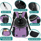 PetAmi Adjustable Cat & Dog Chest Carrier Backpack, Ventilated for Hiking & Camping, Max 10 lbs, Purple