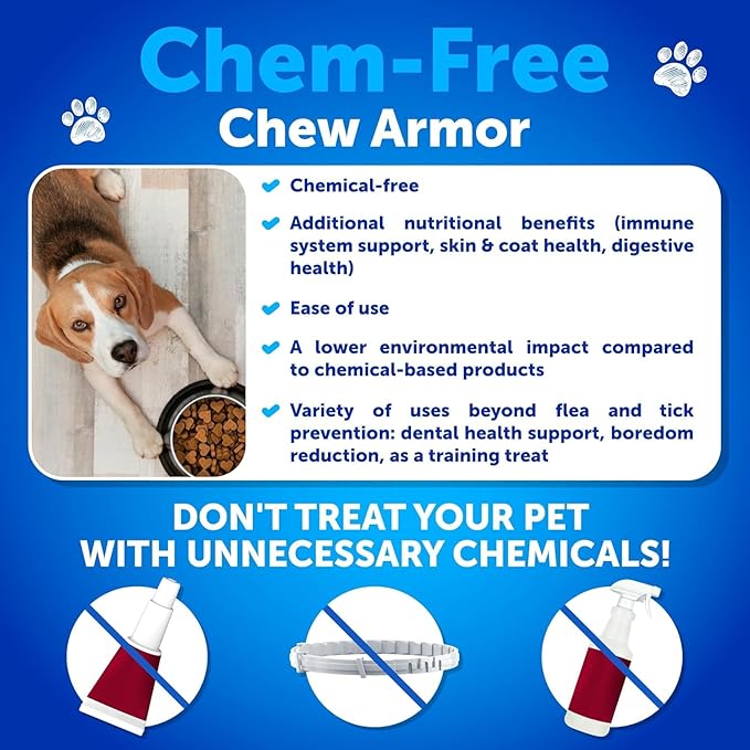 Flea and Tick Prevention for Dogs Chewables - Natural Flea Treatment Control - Supplement for Large & Small Dogs with Vitamins - Immune Support Chews - Puppy Pest Defense Oral Pills - 120 Soft Treats