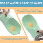 Portable Dog Water Bottle with Bowl, Leak Proof, Convenient for Walking, Hiking and Camping (Green, 19oz)