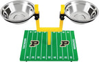 NCAA Purdue Boilermakers Goalpost Football Field Dog Feeder – Adjustable Elevated Dog Bowls with Stand, 2 Stainless Steel Bowls, Non-Slip Rubber Feet, Raised Pet Feeder for Large & Small Dogs