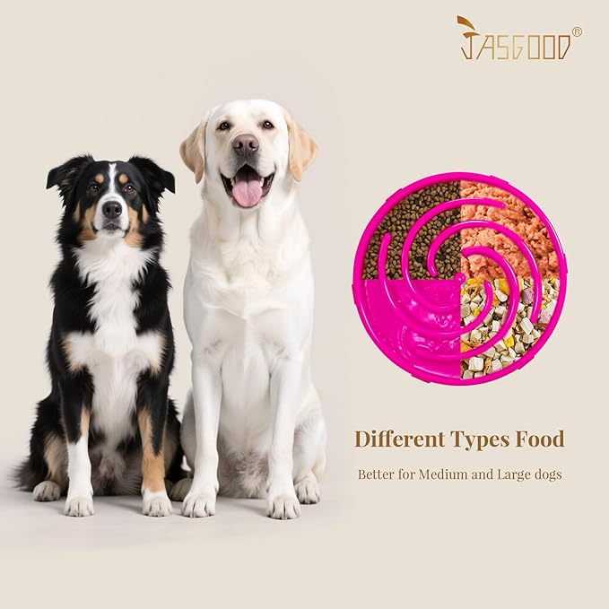 JASGOOD Slow Feeder Dogs Bowl for Large Medium Dogs,Anti-Gulping Pet Slower Food Feeding Bowls Stop Bloat,Preventing Choking Healthy Design Dogs Bowl, R-rose red