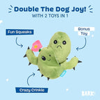 Barkbox 2 in 1 Interactive Plush Dog Toy - Rip and Reveal Toy for Dogs and Puppies - Stimulating Squeaky Pet Toys | Consuela Cactus (Small)