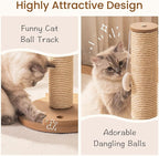 Mewoo Cat Scratching Post, 25'' Tall Cat Scratching Posts with Kitten Toys Cat Ball Track, 3-in-1 Scratch Posts for Indoor Cats, Natural Sisal Cat Scratcher Interactive Toy with Dangling Balls