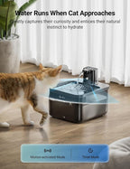 DownyPaws Cat Water Fountain Cordless, 84oz/2.5L Fursink Wireless Pet Water Fountains for Cats Indoor, Battery Operated Cat Drinking Fountain with Motion Sensor, Ultra Quiet Pump, BPA-Free, Black