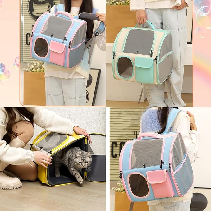 Cat Dog Carrier Backpacks,Pet Backpack Carrier, Bubble Backpack Pet Carriers with Breathable Mesh for Cats Small Dogs Puppies Animals for Travel, Hiking, Camping or Outdoor Use (Blue)
