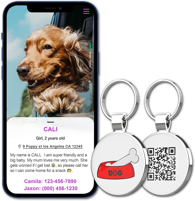 MYLUCKYTAG QR Code Dog Tags - Scan for Instant Pet Location Alert Email