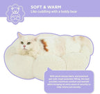Lesure Calming Cat Beds for Indoor Cats - Cute Flower Pet Beds in Teddy Sherpa Plush, Donut Round Fluffy Puppy Bed, Non-Slip Extra Small Dog Bed Fits up to 15 lbs, Machine Washable, Cream 20"