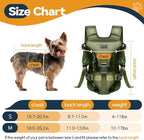 Pet Dog Front Carrier Backpacks, Legs Out Secure-Fit Dog Front Carrier for Small Dogs Up to 17 lbs, Adjustable Hands Free Pet Chest Carrier for Hiking Cycling (S, Army Green)