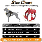 rabbitgoo Dog Harness for Large Dogs No Pull, Tactical Service Pet Vest with Molle and Control Handle, Adjustable and Reflective Military Harness for Easy Walking and Training, Red, XL