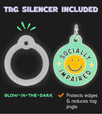 Personalized QR Code Dog Tags - Choose from 25+ Tag Designs - QR Code Links to Your Profile - Unique, Cute, Funny, Sassy Pet ID Tag (Socially Impaired, Large (1.25 inch))